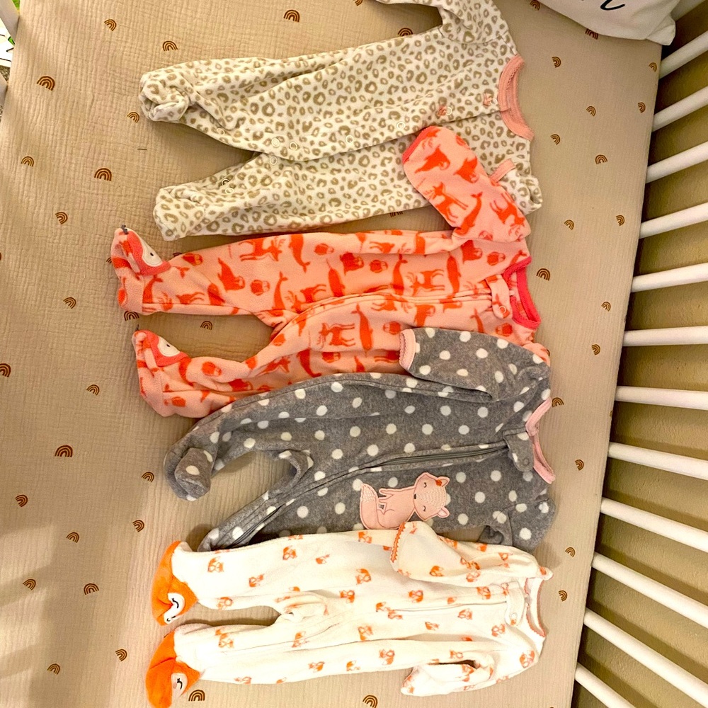 Newborn Girl Fleece Longsleeve Onesie Bundle